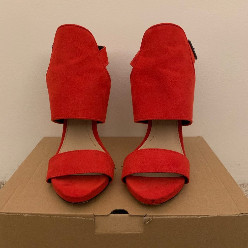 Zara TRF Red Wrap Around Heel- SIZE 6.5- RED